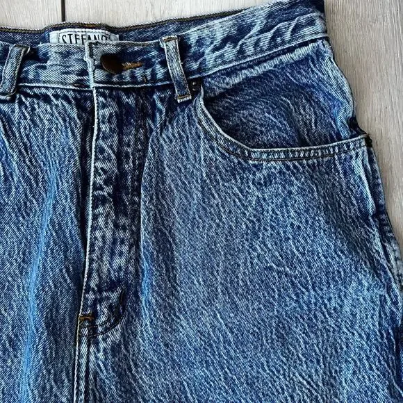 Vtg 80s Stefano acid wash jeans 12 High Rise Straight Leg Mom jean Tapered - Picture 2 of 11